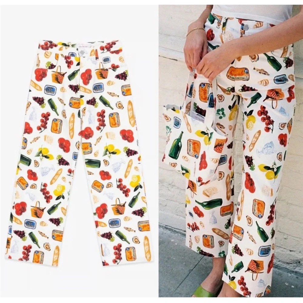 Lisa says gah Italian summer Robyn straight leg jeans NWT veggies tomatoes - Picture 1 of 5